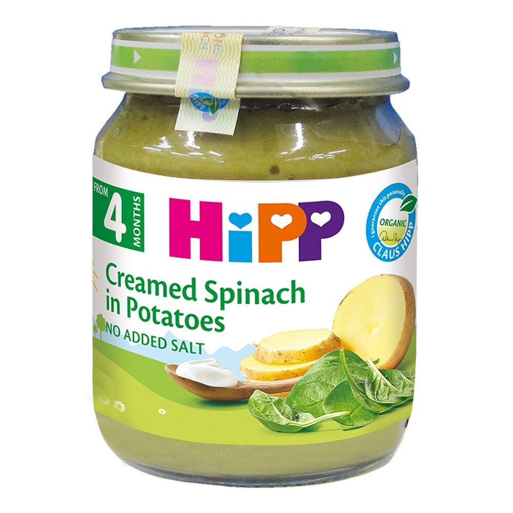 Dinh dưỡng đóng lọ Hipp  vị rau chân vịt, khoai tây và sữa 4003  Dinh dưỡng đóng lọ Hipp  vị rau chân vịt, khoai tây và sữa 4003