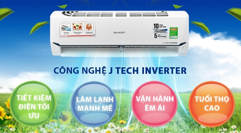Điều hòa Sharp 9000 BTU 1 chiều Inverter AH-X9XEW gas R-32