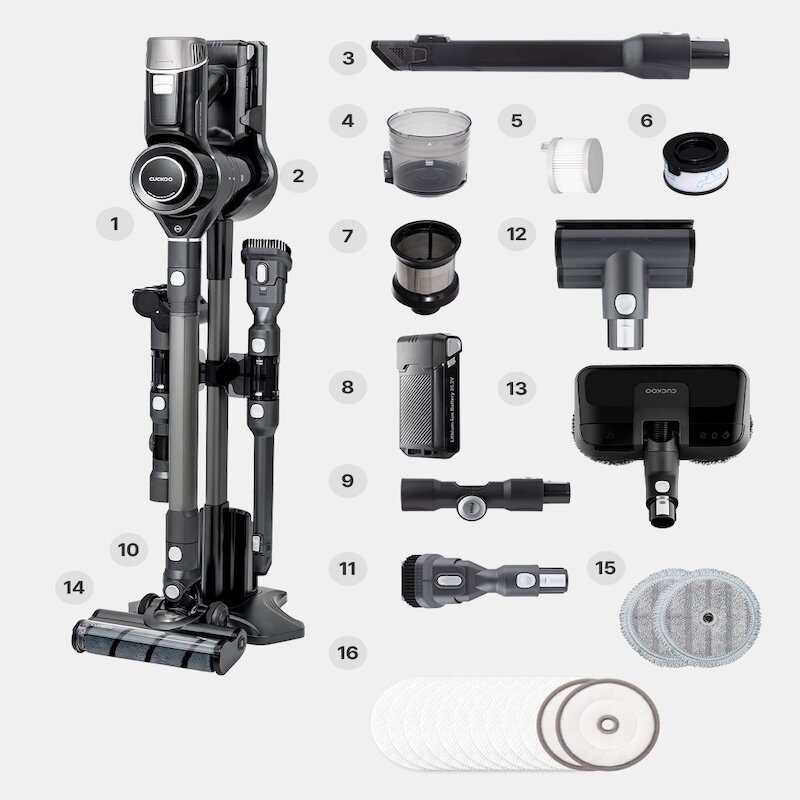 Máy hút bụi cầm tay Cuckoo CVC-AME1410UG đi kèm với đầu hút sàn và đầu hút khe linh hoạt