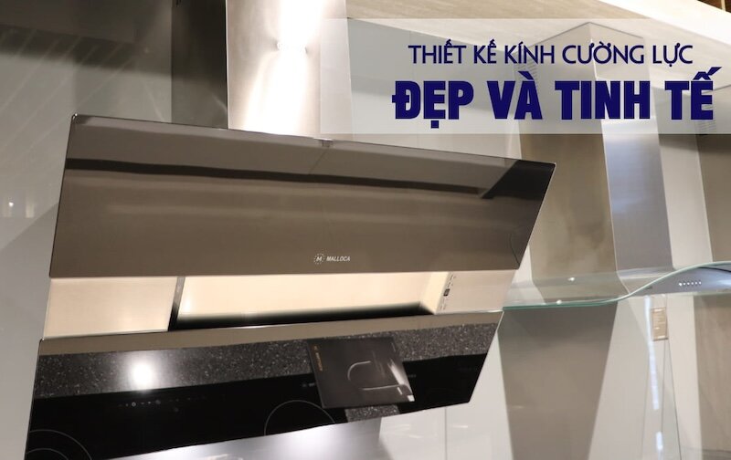 Máy hút mùi kính vát Malloca Horizon K1574 sở hữu thiết kế áp tường tinh tế