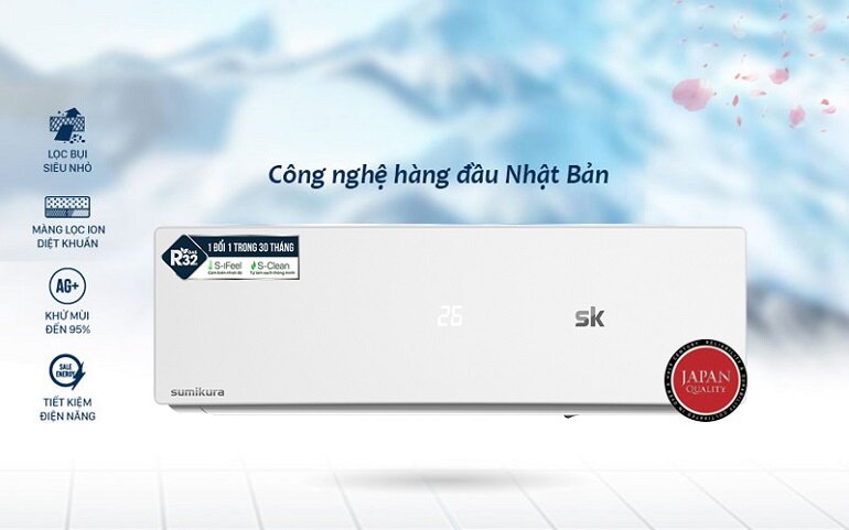 Diện mạo điều hòa Sumikura 12000 BTU 2 chiều Inverter APS/APO-H120/Citi gas R-32.