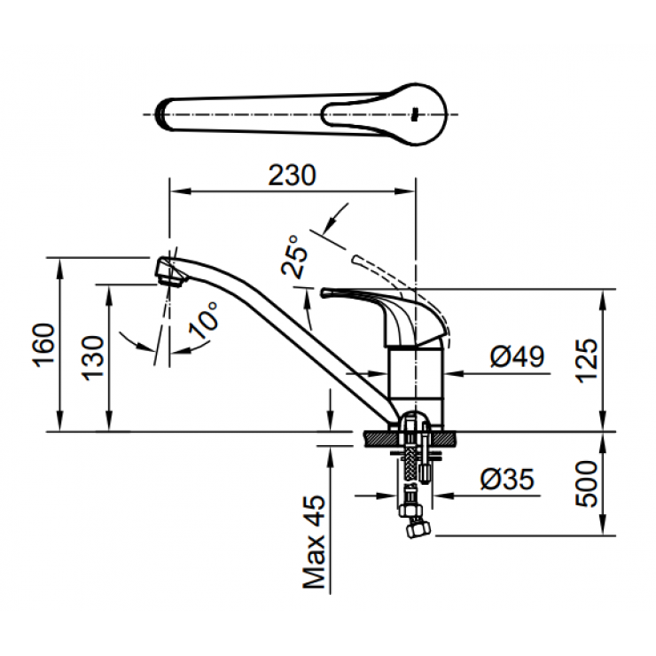 Bản vẽ Vòi Bếp INAX SFV-302S nóng lạnh