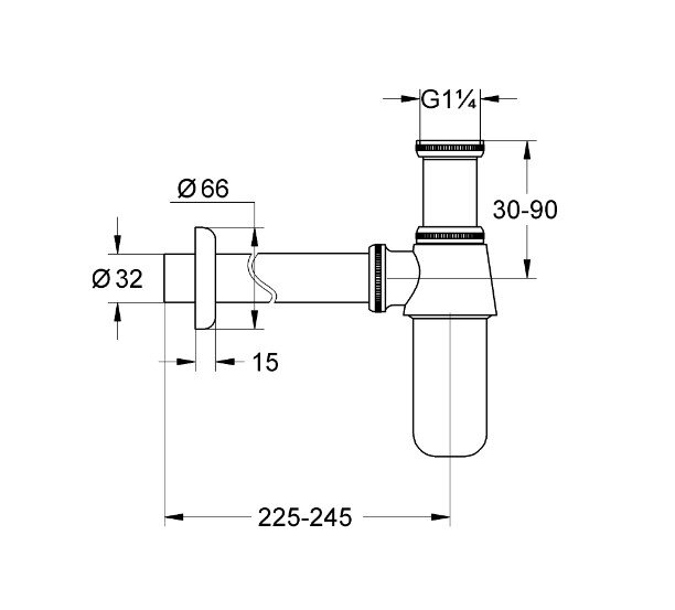 Bản vẽ kỹ thuật co thoát nước chữ T Grohe 28920000