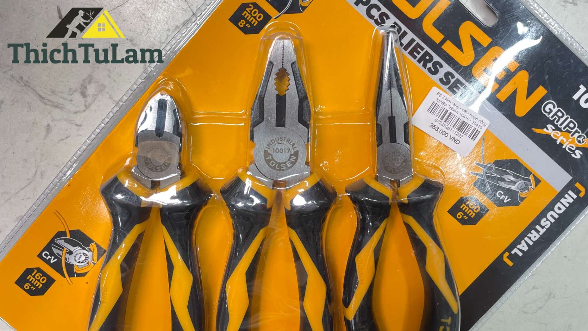 Bộ 3 kìm răng - cắt - nhọn công nghiệp Tolsen 10410