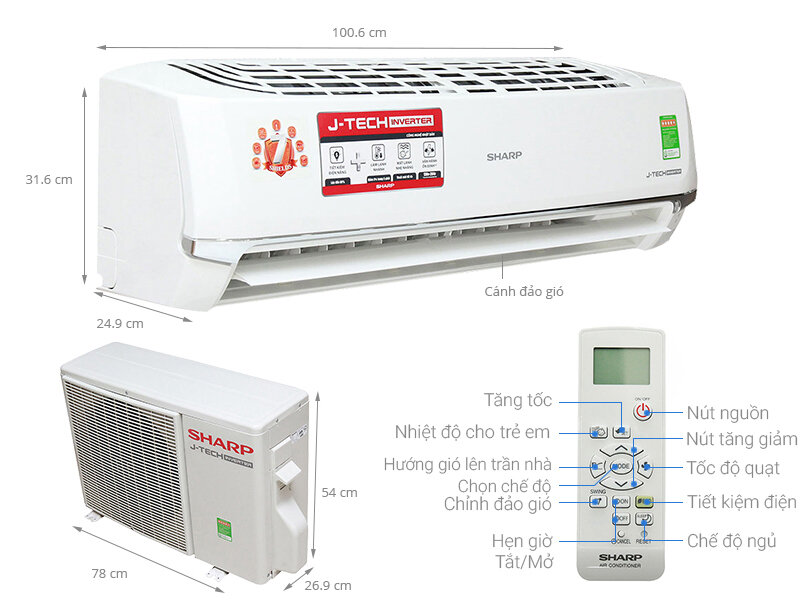 Máy lạnh Sharp Inverter 2 HP AH-X18SEW