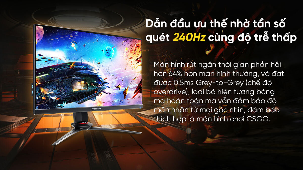 Acer Predator XB253Q GX sở hữu tốc độ làm mới cao cùng độ trễ tín hiệu thấp