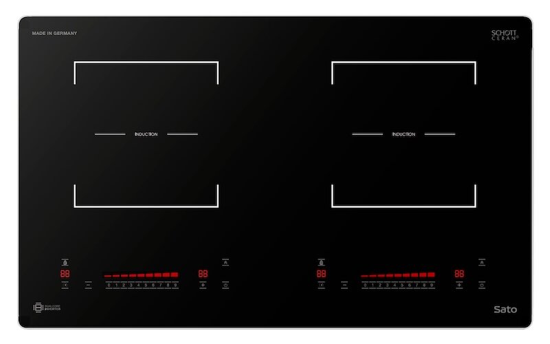 Bếp từ đôi Sato IH586Plus (A) tích hợp chức năng hẹn giờ nấu (Ảnh: Sato).