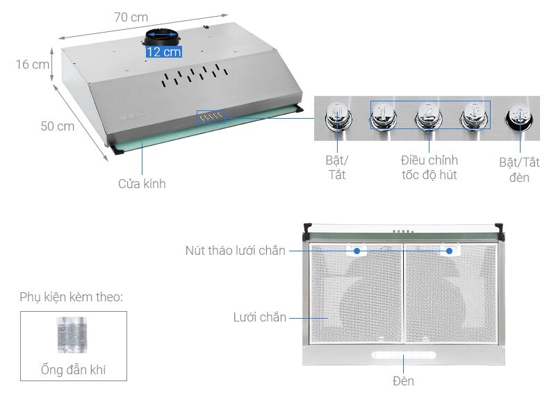  Máy hút mùi Makano MKH-000007 chất lượng châu Âu, bền bỉ vượt trội