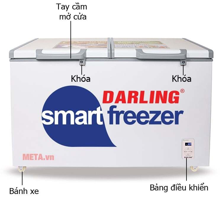 Tủ đông Darling 370 lít DMF-3699 WS-2 có bánh xe Tủ đông mát