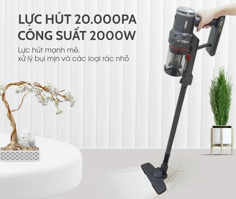 Máy hút bụi Seka SK-09 MAX được trang bị pin lithium dung lượng lớ