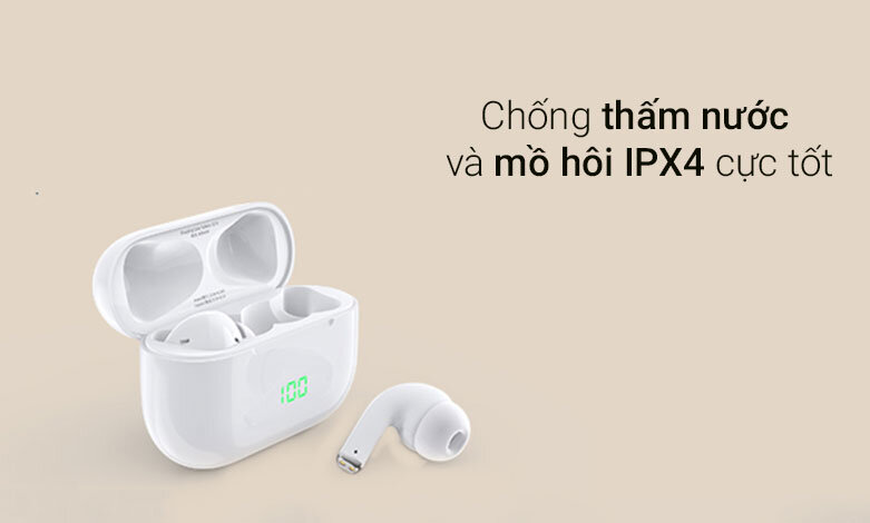 Tai nghe True Wireless DareU D2 (Trắng) | Chống thấm nước và mồ hôi cực tốt