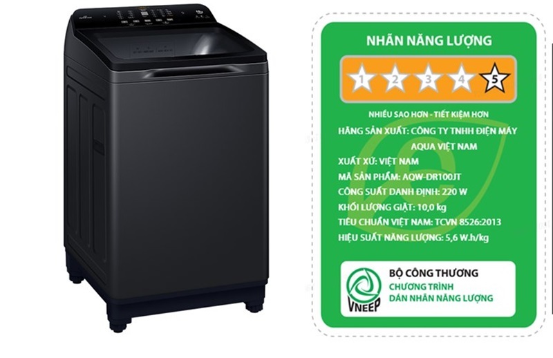 Máy giặt Aqua Inverter 10Kg AQW-DR100JT.BK 3 Máy giặt Aqua Inverter 10Kg AQW-DR100JT.BK tiết kiệm điện nước