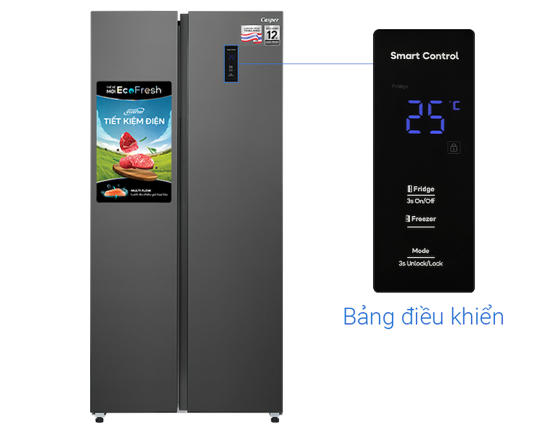 Tiện ích hiện đại Tủ lạnh Casper Inverter 458 lít Side By Side RS-460PG (Ảnh: dienmayxanh).