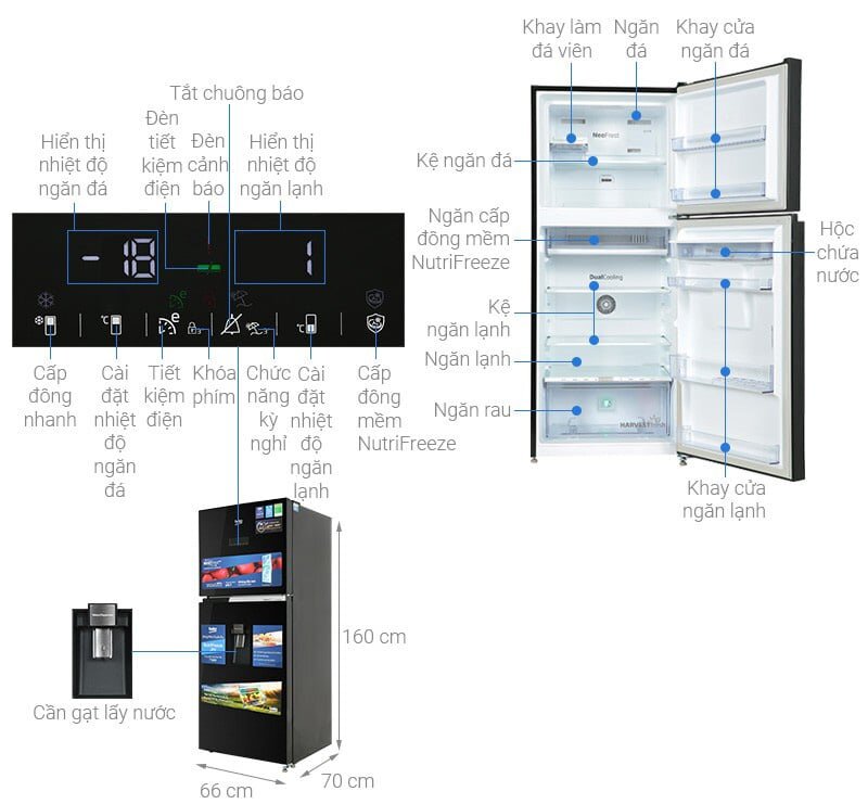 Tủ lạnh Beko Inverter 340 lít RDNT371E50VZDHFSU