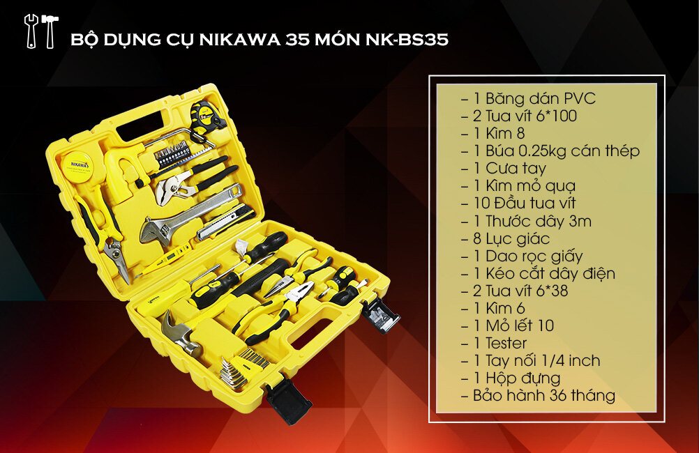 Bộ dụng cụ 35 chi tiết Nikawa NK-BS035