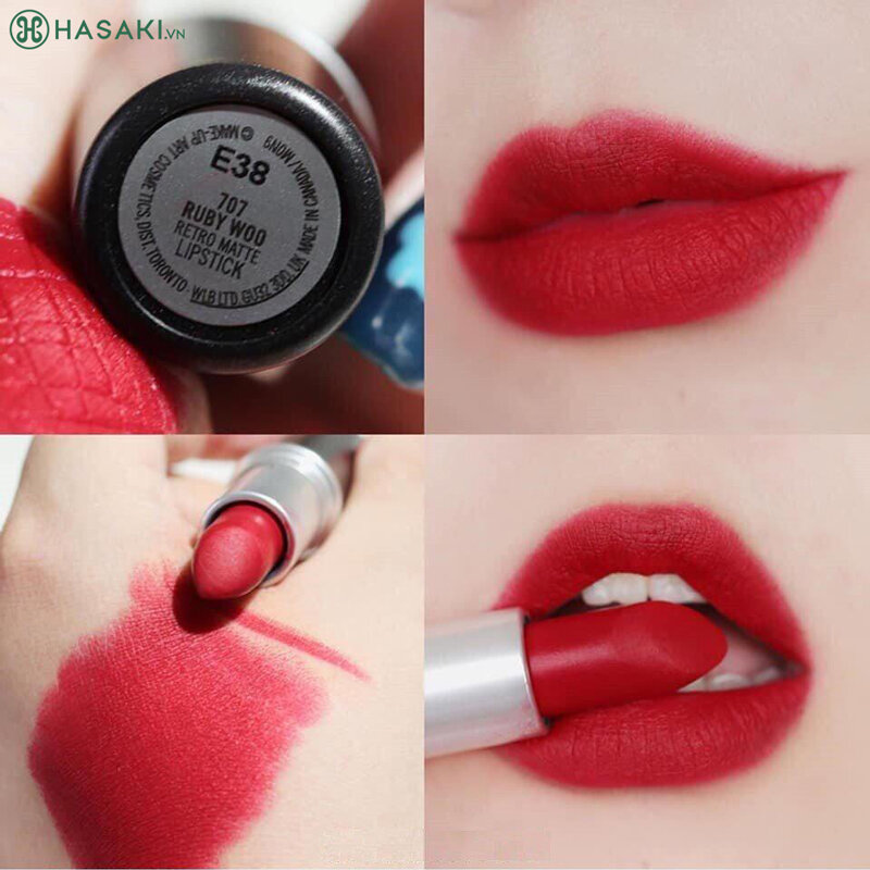 Son Thỏi Siêu Lì MAC Retro Matte Lipstick - 707 Ruby Woo (Đỏ Cổ Điển) 3g