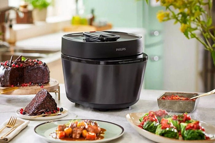 nồi áp suất điện Philips HD2151/66 được tích hợp tới 35 chế độ nấu