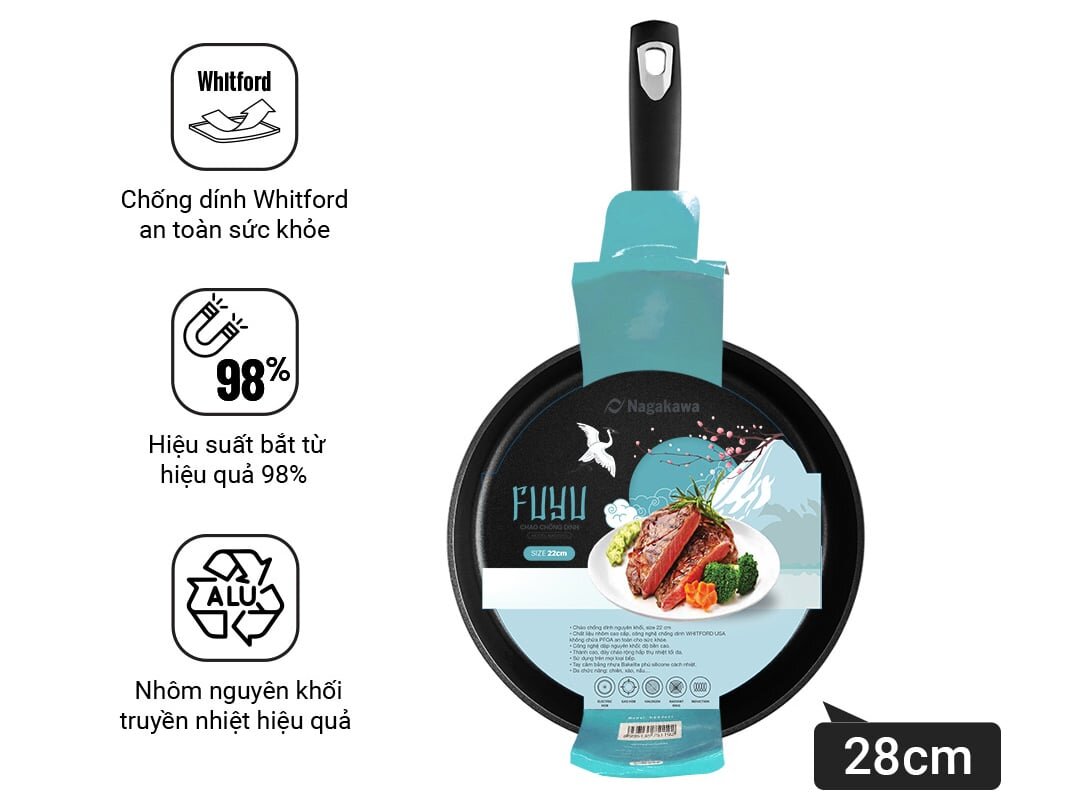 Hình ảnh chảo chống dính nguyên khối Nagakawa Fuyu NAG2805 (28cm) 