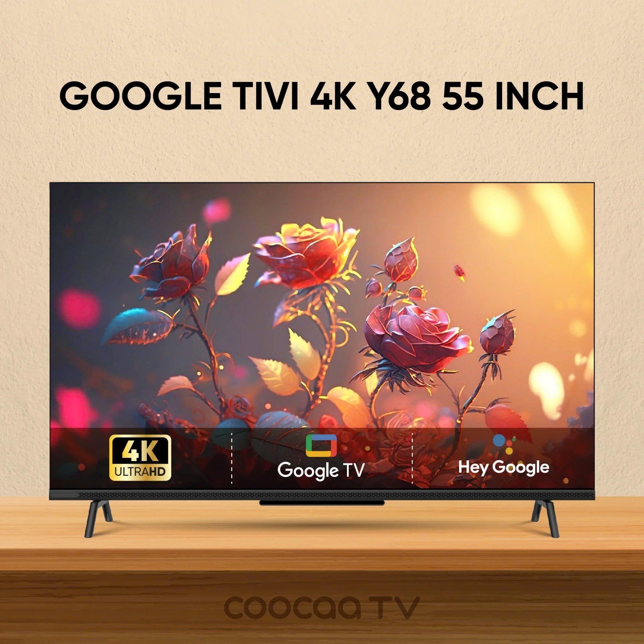 Thiết kế sang trọng, màn hình tràn viền ấn tượng Google TV Coocaa 55 Inch 4K 55Y68