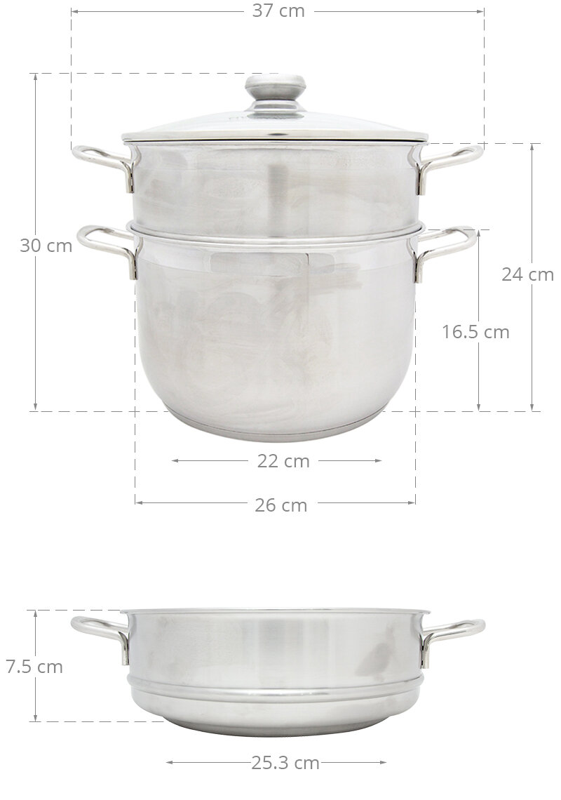 Bộ nồi xửng inox 3 đáy 26 cm Fivestar ST26-3DG Bộ nồi xửng inox 3 đáy 26 cm Fivestar ST26-3DG
