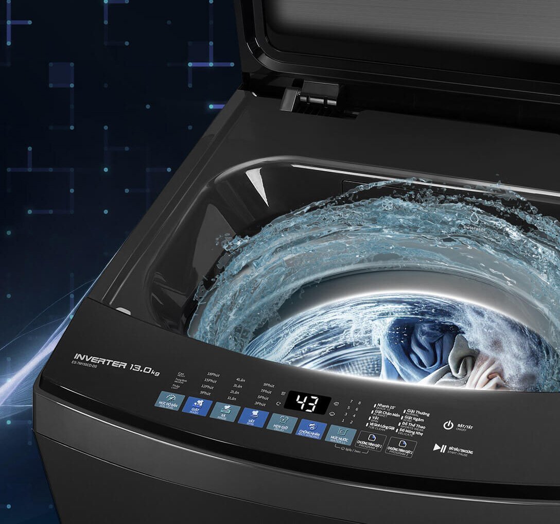 Hệ thống xoáy nước 3 chiều – Giặt sạch sâu, bảo vệ sợi vải Máy giặt Sharp ES-TM130CD-DS