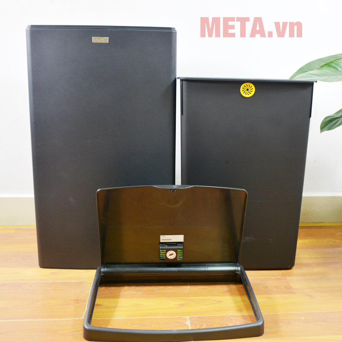 Thùng rác inox nhấn vuông lớn Fitis Mega STL2-903 - 40 lít (đen)