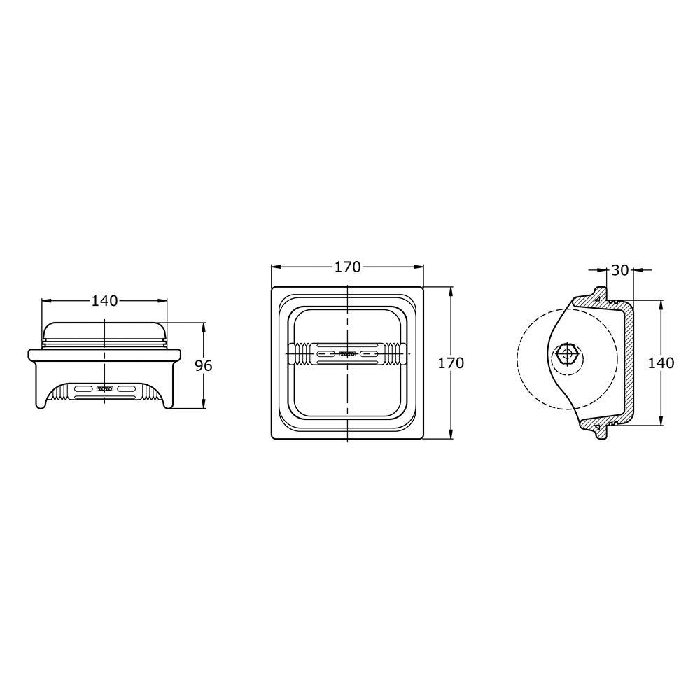Bản vẽ kỹ thuật lô đựng giấy vệ sinh âm tường TOTO S20V2 (S20V2#W)