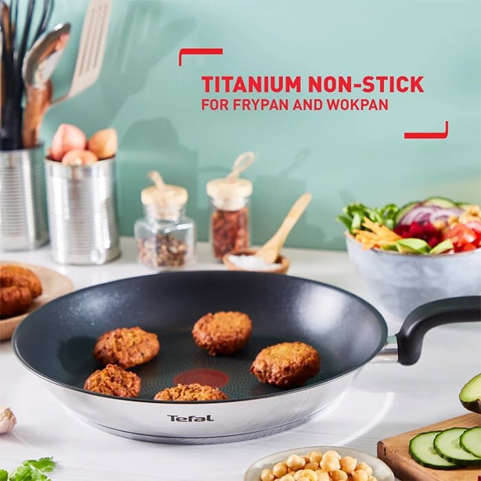 Chảo chống dính Tefal có vòng báo nhiệt chiên rán nhanh hơn  Chảo chống dính Tefal