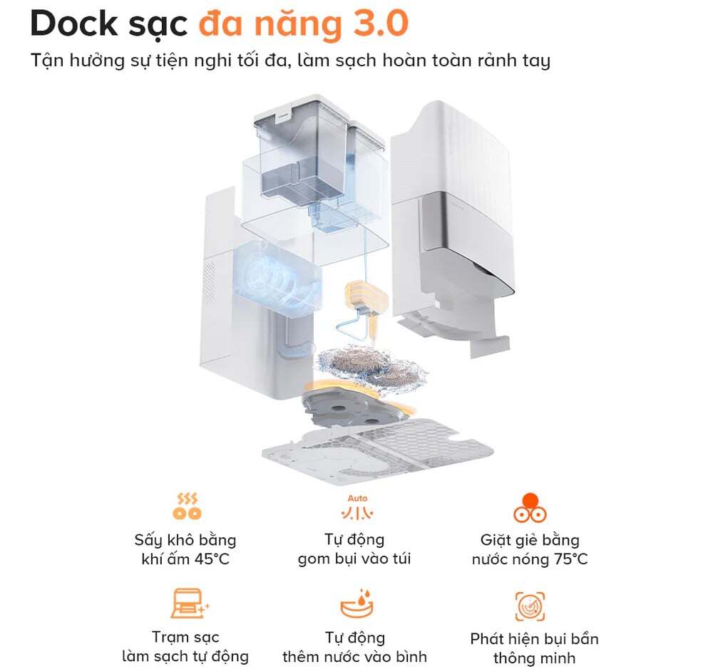 Trạm sạc đa năng 3.0 – Làm sạch hoàn toàn rảnh tay Robot hút bụi Roborock Qrevo Edge 5V1