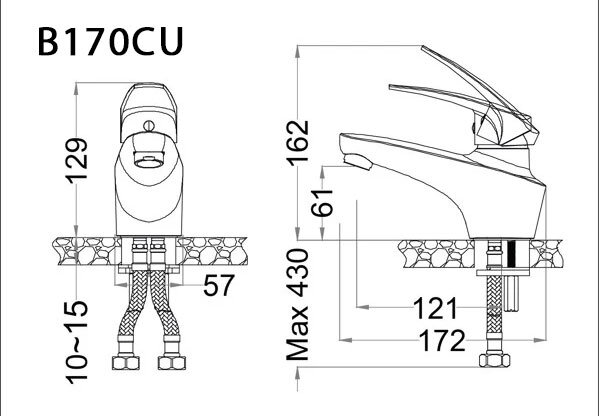 Bản vẽ kỹ thuật vòi lavabo nóng lạnh Caesar B170 CU