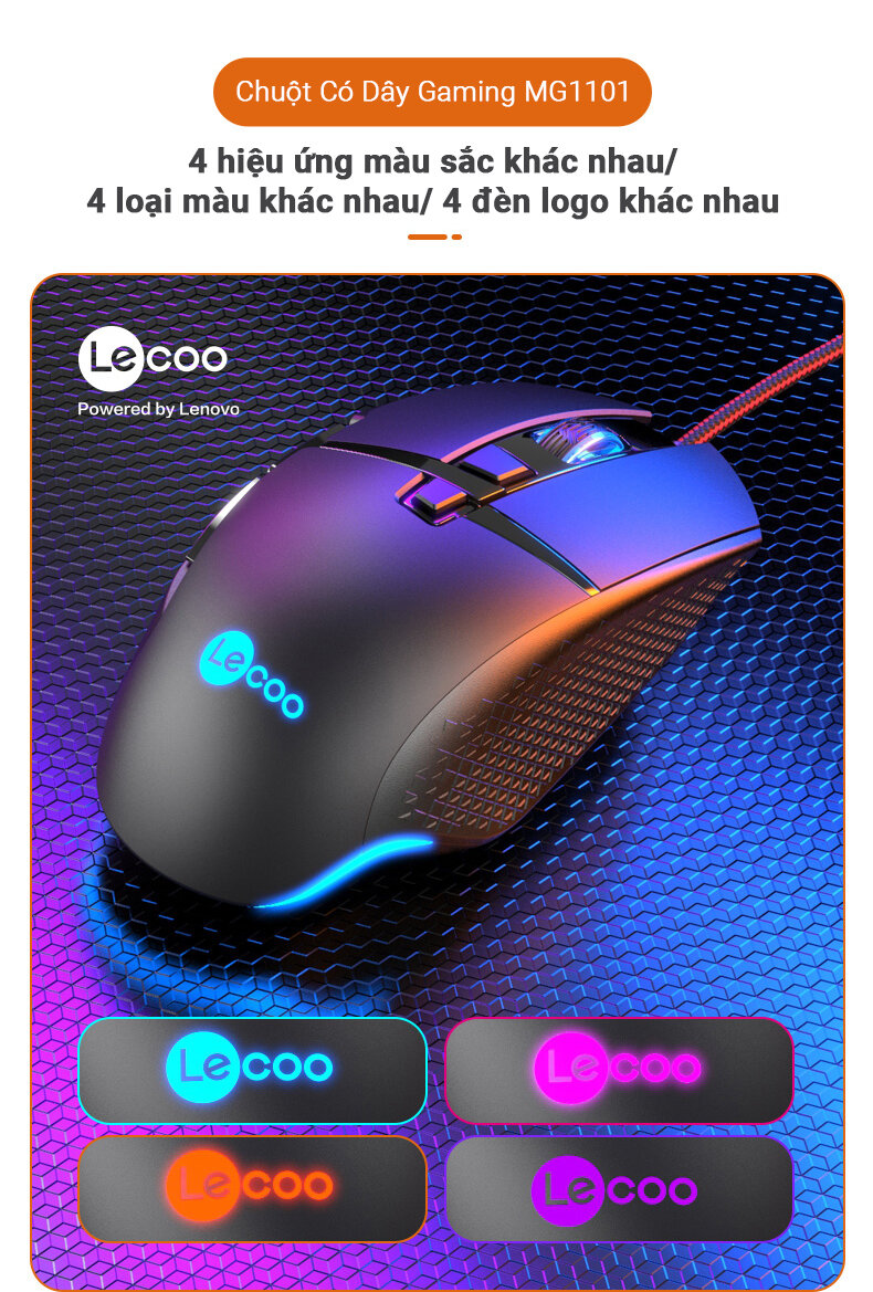 Chuột game Lecoo MG1101 đen (USB)