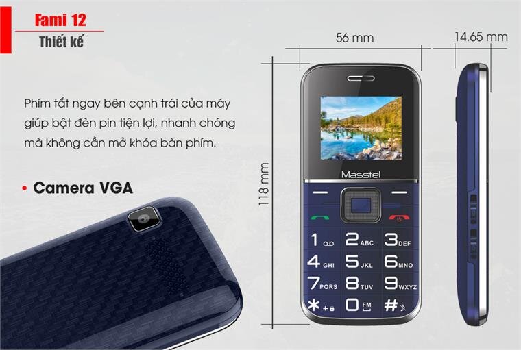 Điện thoại Masstel Fami 12 Navy Điện thoại Masstel Fami 12 Navy