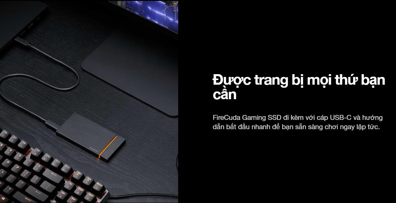 Ổ cứng gắn ngoài SSD USB-C 2.5 inch Seagate Firecuda Gaming Đen