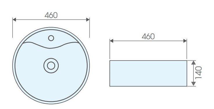 Bản vẽ kỹ thuật chậu rửa lavabo đặt bàn ATMOR AT4104