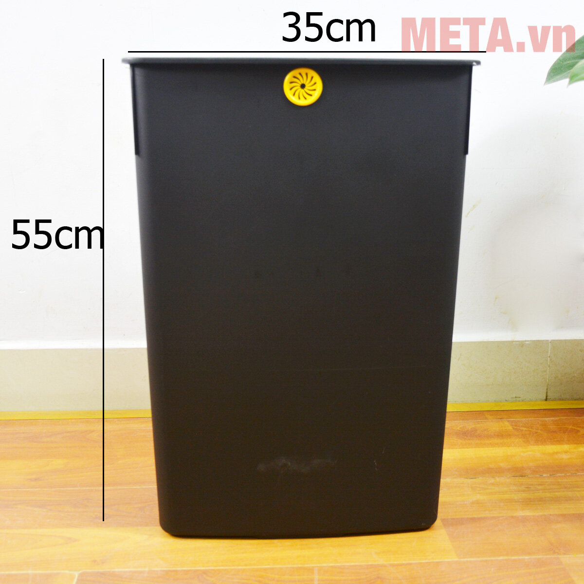 Thùng rác inox nhấn vuông lớn Fitis Mega STL2-903 - 40 lít (đen)