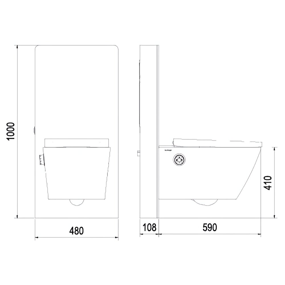 Bản vẽ kỹ thuật của bồn cầu treo tường nắp điện tử G-Smart Viglacera Platinum P.16.320-B