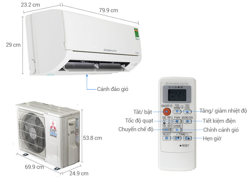 Điều hòa 2 chiều Mitsubishi Electric Inverter MSZ-HL25VA