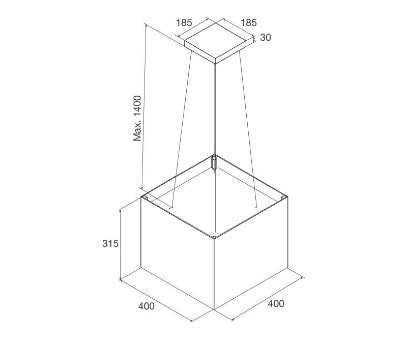 Kích thước Máy hút mùi Malloca Concrete K-400