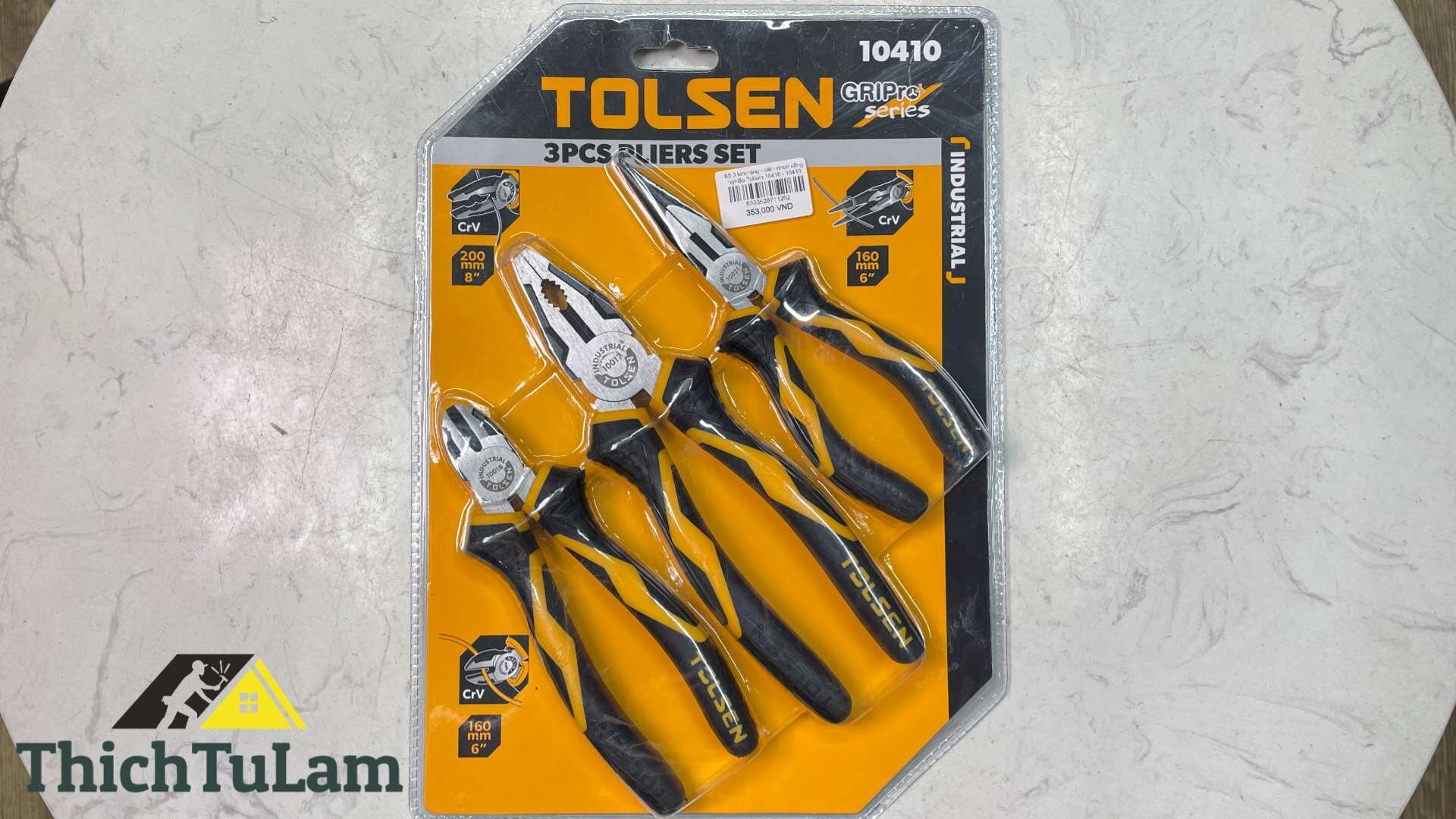 Bộ 3 kìm răng - cắt - nhọn công nghiệp Tolsen 10410