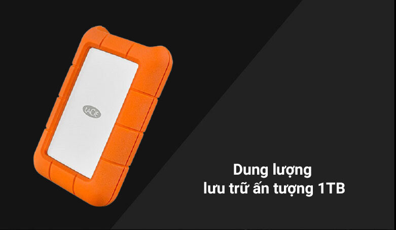 Ổ cứng gắn ngoài chống sốc Lacie Rugged Type-C 1TB USB-C + SRS | Dung lượng lưu trữ ấn tượng 1TB