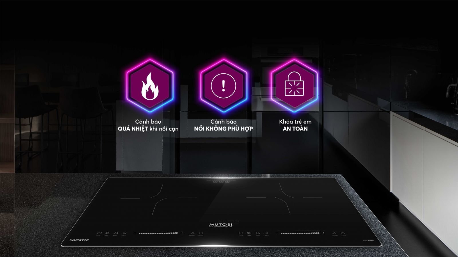 Bếp từ âm Mutosi MI-88DI có nhiều tính năng an toàn