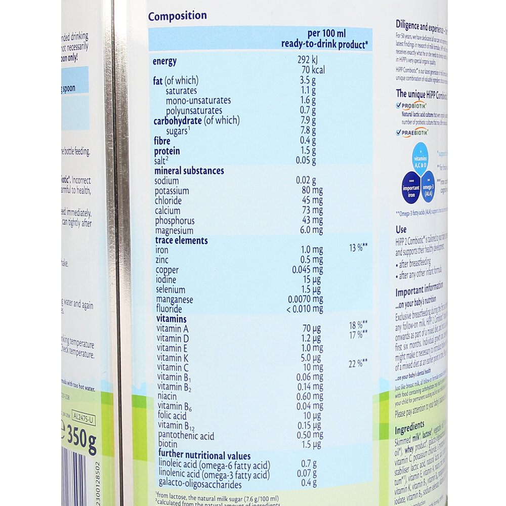 Sữa Hipp số 2 Combiotic Organic 350g  Sữa Hipp số 2 Combiotic Organic 350g