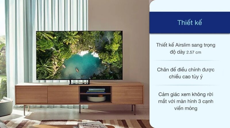 Smart tivi Samsung 55 inch 4K UA55AU9000 thiét kế