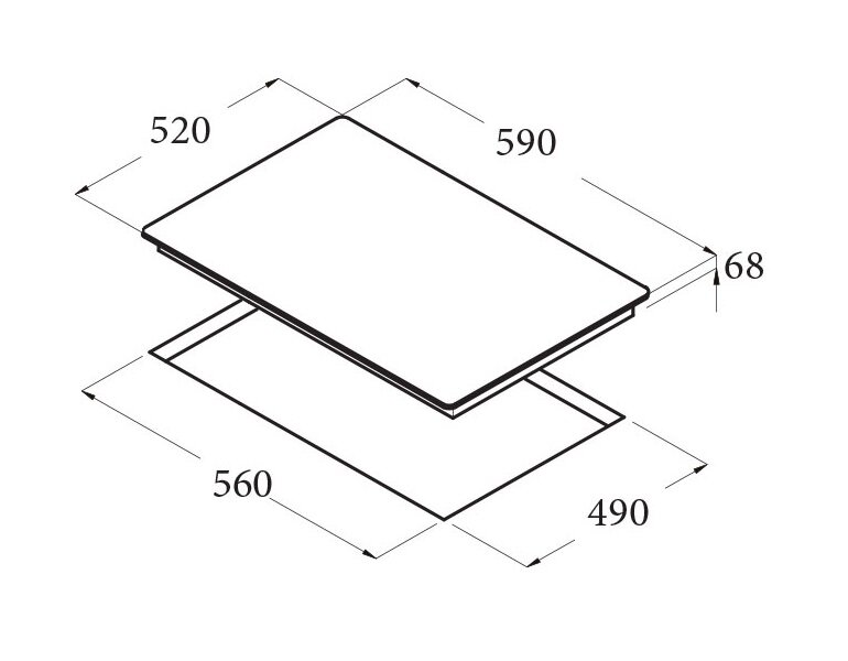 Kích thước bếp từ âm 4 vùng nấu Cata I 604 FTCI BIS