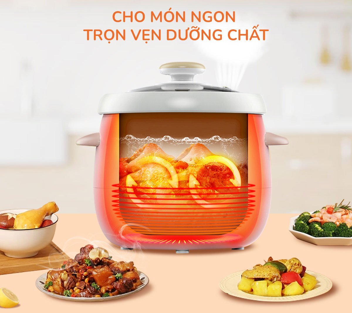 Nồi nấu chậm kho thịt, nấu cháo Nồi nấu chậm
