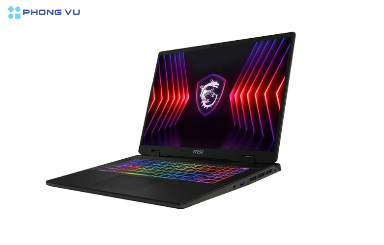 Màn hình sắc nét và bàn phím được trang bị hệ thống đèn ấn tượng