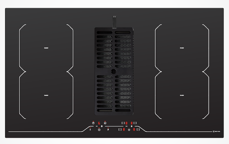 Bếp từ kết hợp máy hút khói khử mùi Malloca HIH- 864LI gồm 4 vùng nấu với công suất lớn