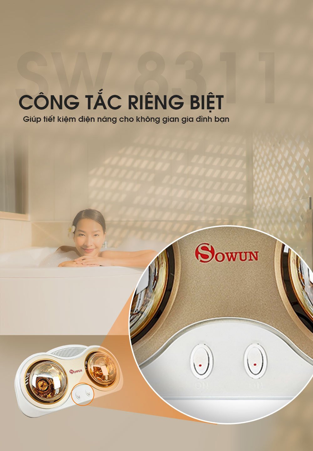 Công tắc hoạt động riêng giữa hai bóng Công tắc hoạt động riêng giữa hai bóng
