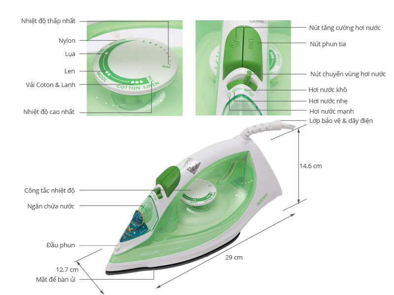 Bàn ủi hơi nước Philips GC1020 Bàn ủi hơi nước Philips GC1020