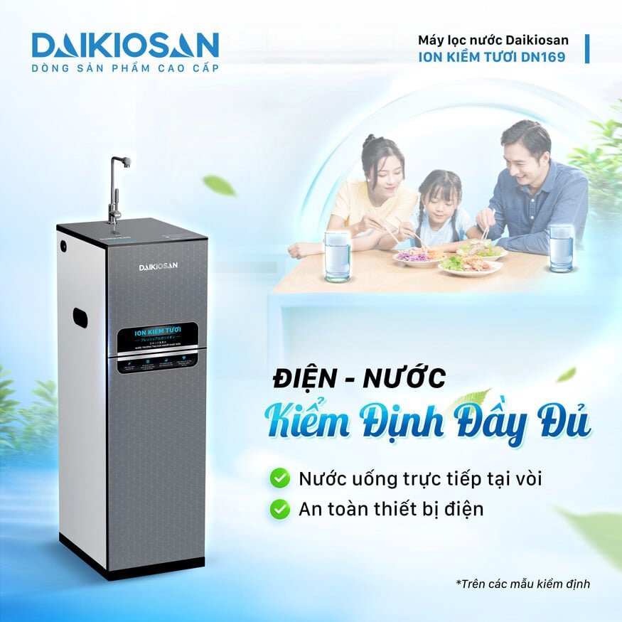 Máy lọc nước Daikiosan DN169 có thiết kế sang trọng, tiện dụng